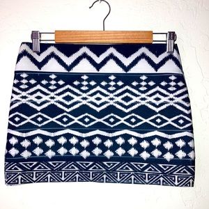 Patterned Bandage Skirt-Navy